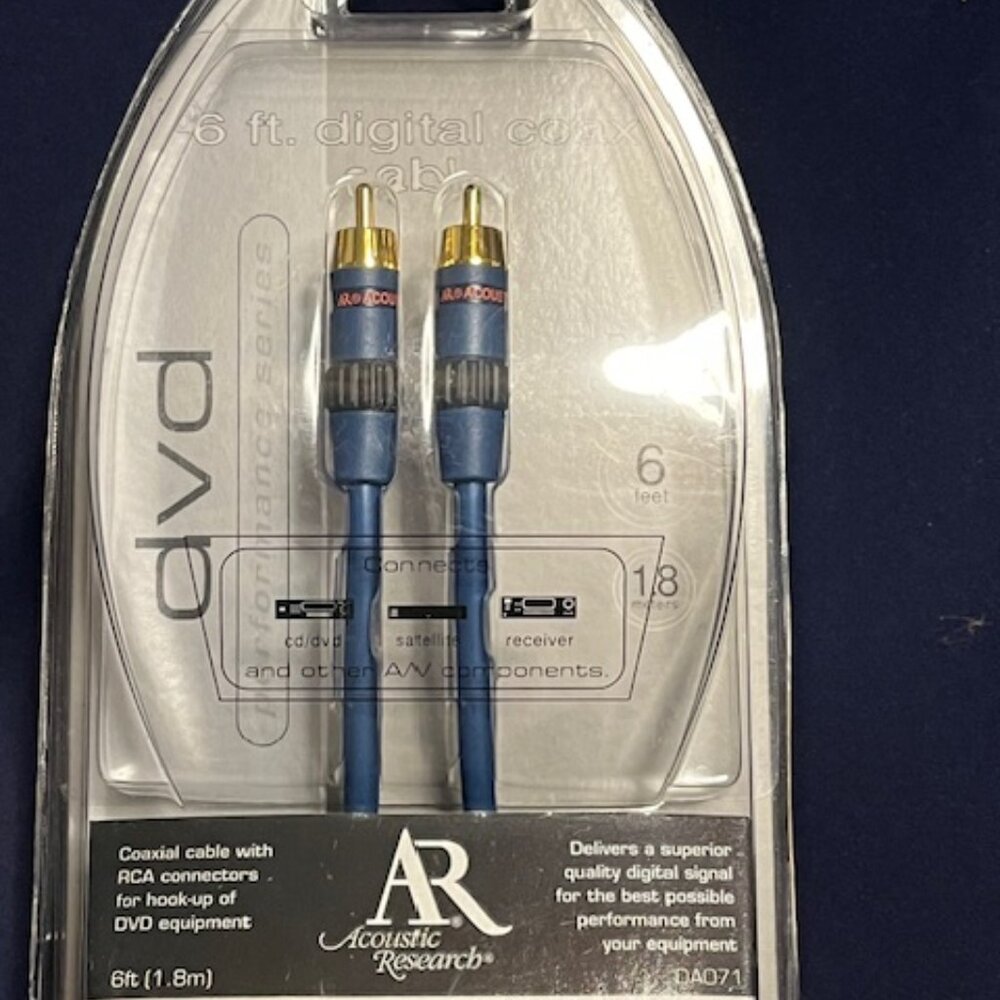Acoustic Research High Quality Digital Audio Coaxial Cable 6 Ft. For DVD